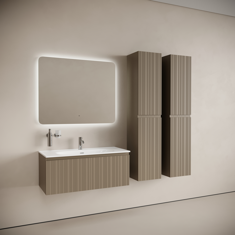 Тумба подвесная SANCOS Code 990х453х400, c одним  ящиком оснащенным доводчиками, цвет серо- бежевый , арт. CD100GB