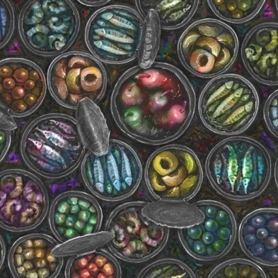 Консервы, железные банки с едой.