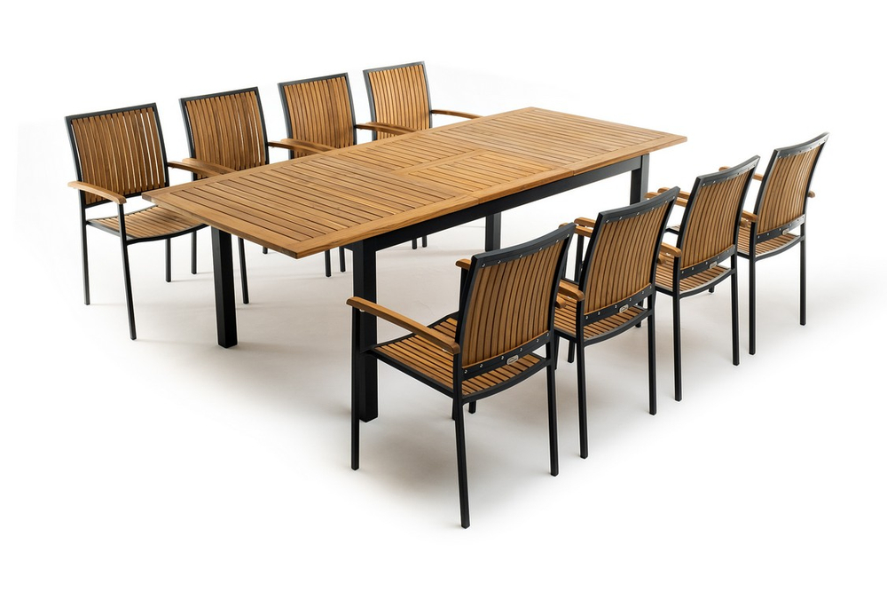 Обеденная группа из алюминия Joygarden ЛОНДОН, темно-серый графит, коричневый