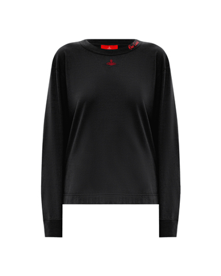 VIVIENNE WESTWOOD RED LABEL ЛОНГСЛИВ ЧЕРНЫЙ С ВЫШИВКОЙ В ВИДЕ ЛОГОТИПА БРЕНДА
