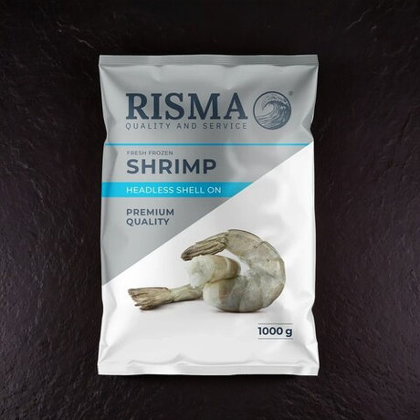 Креветки Ваннамей без головы, в панцире, сыромороженые, 21/25, Risma, 1кг