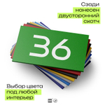 Табличка с номером 36 на дверь квартиры, для офиса, кабинета, аудитории, склада, зеленая 120х70 мм, Айдентика Технолоджи
