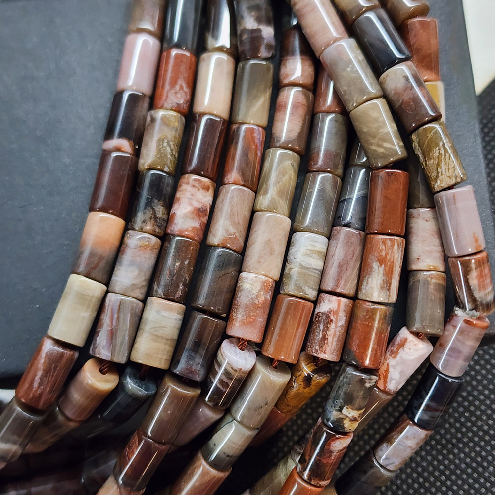 Окаменелое дерево, бусины бочонки, 6×11мм