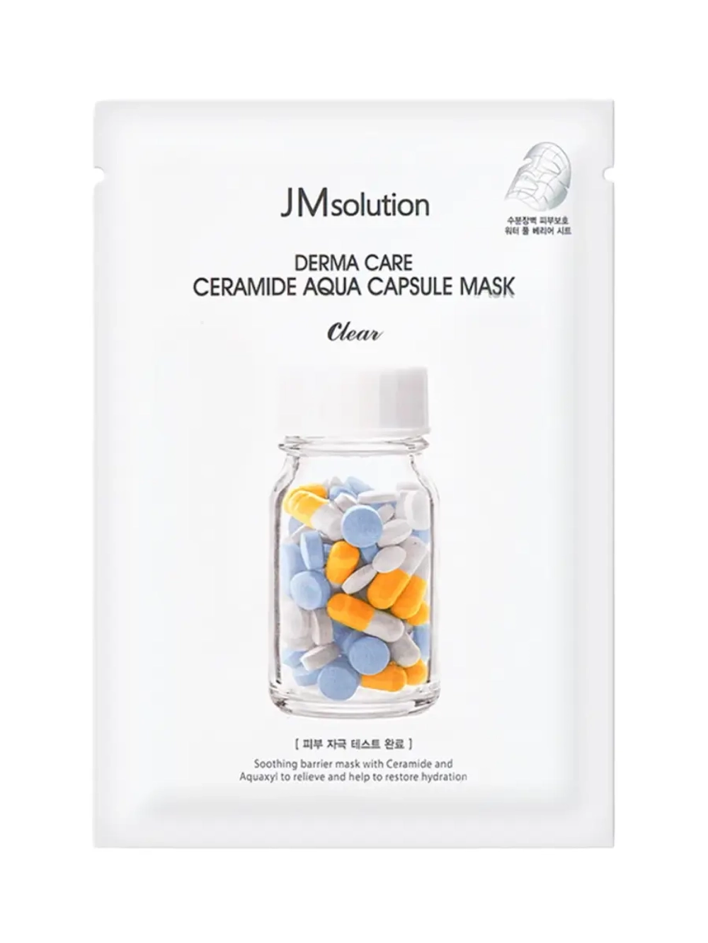 JMSOLUTION - МАСКА ТКАНЕВАЯ ВОССТАНАВЛИВАЮЩАЯ ДЛЯ ЛИЦА С КЕРАМИДАМИ DERMA CARE CERAMIDE AQUA CAPSULE MASK CLEAR, 30 МЛ