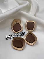 Пуговицы матовое золото коричневые прямоугольные