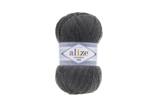 ALIZE "LANAGOLD 800", 49% шерсть, 51% акрил, 100 гр, 800 м, 182 средне-серый меланж