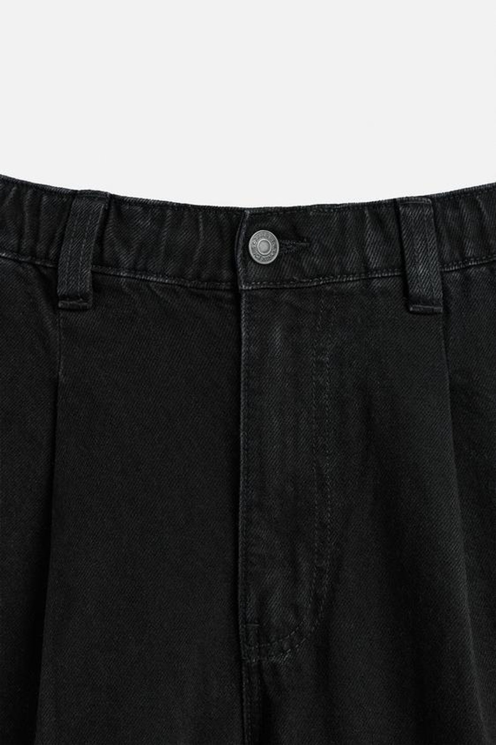 ZARA ДЖИНСОВЫЕ БРЮКИ ЧИНОС ШИРОКОГО КРОЯ СО СКЛАДКАМИ, ЧЕРНЫЙ