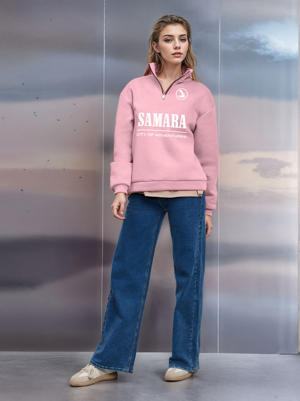 Толстовка женская с зип-воротником "Samara" розовый