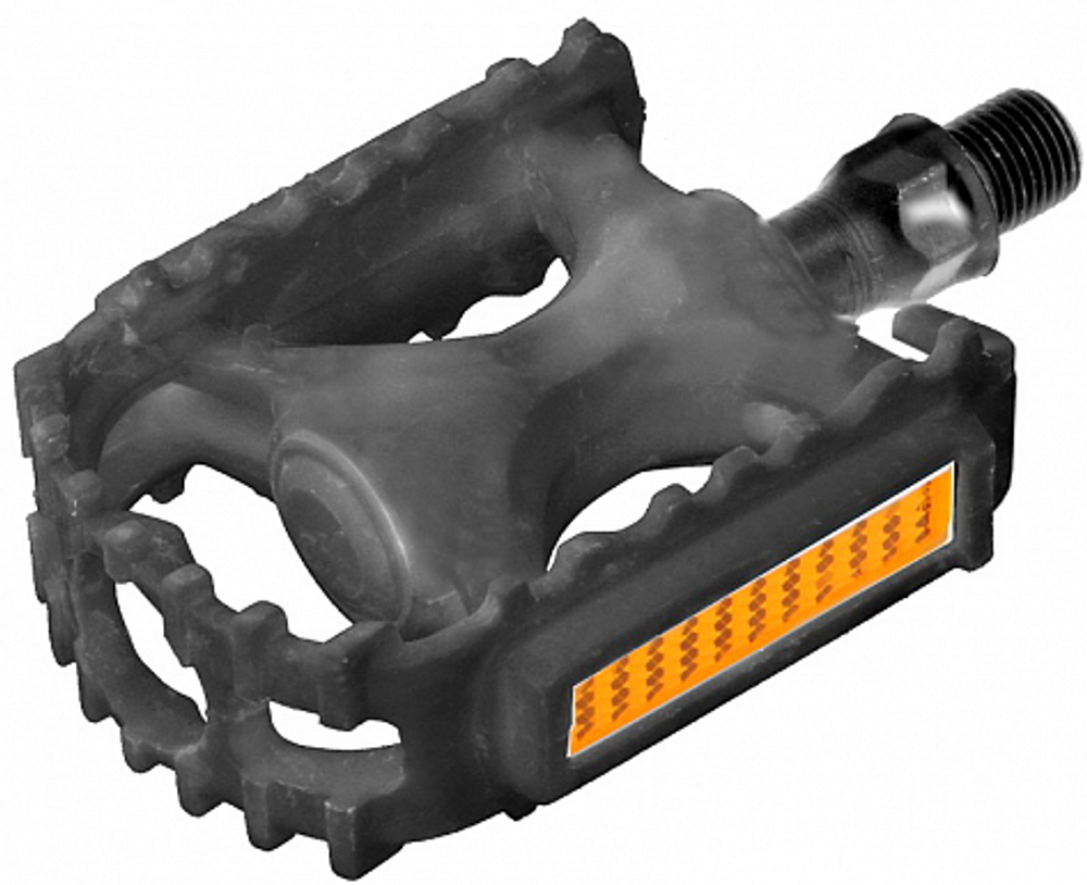 Педали FP-628 FEIMIN, ось 1/2" со светоотражателями, пластиковые чёрные в инд. упаковке