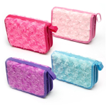 Пенал 2 отделения Alingar, искусственный мех, молния, 120 х 190 мм, "Fur roses", микс (розовый,голубой,фиолетовый,св-розовый)