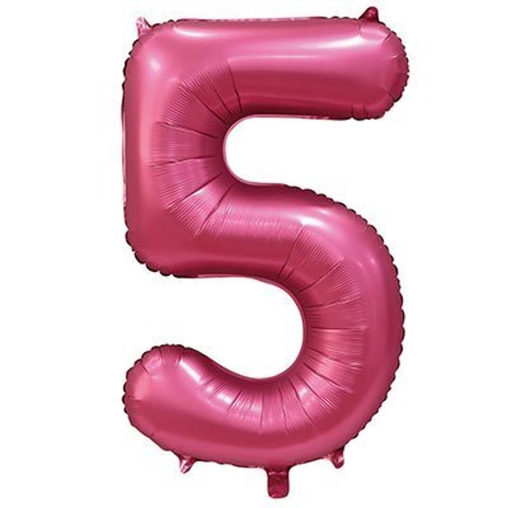 Шар фольгированный ЦИФРА &quot;5&quot; 40&quot; Сатин Pomegranate с гелием