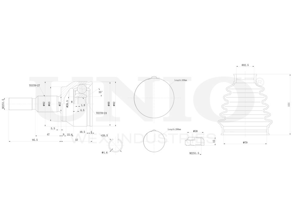 ШРУС внешний UNIO CVJ-20104