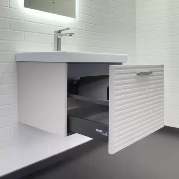 Тумба-умывальник Comforty Касабланка-60 серый шёлк с ручкой серый металлик с раковиной Moduo 60