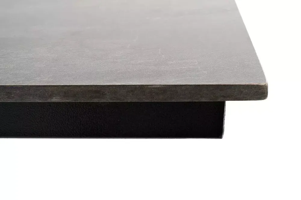 "Каффе" обеденный стол из HPL 140х70см, цвет "серый гранит", подстолье двойное черное