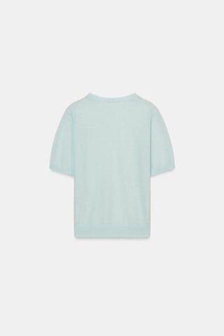 ZARA СВИТЕР ИЗ СМЕСОВОЙ ШЕРСТИ С КОРОТКИМИ РУКАВАМИ, ПАСТЕЛЬНО-СИНИЙ