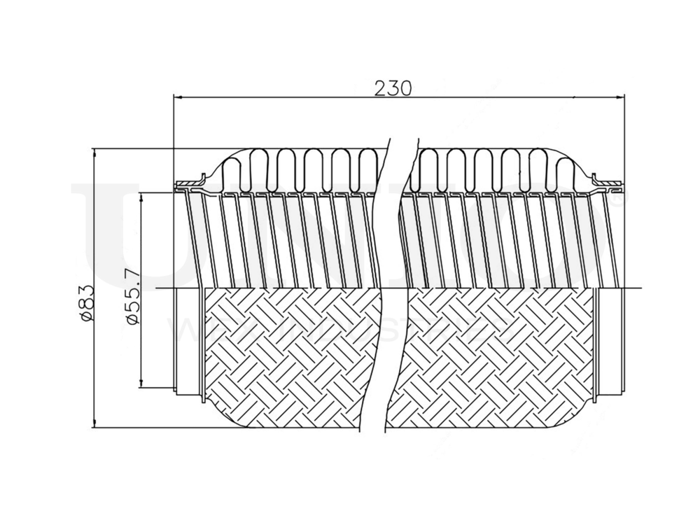 Гофра глушителя 55x230 мм InterLock UNIO EXP-55230L