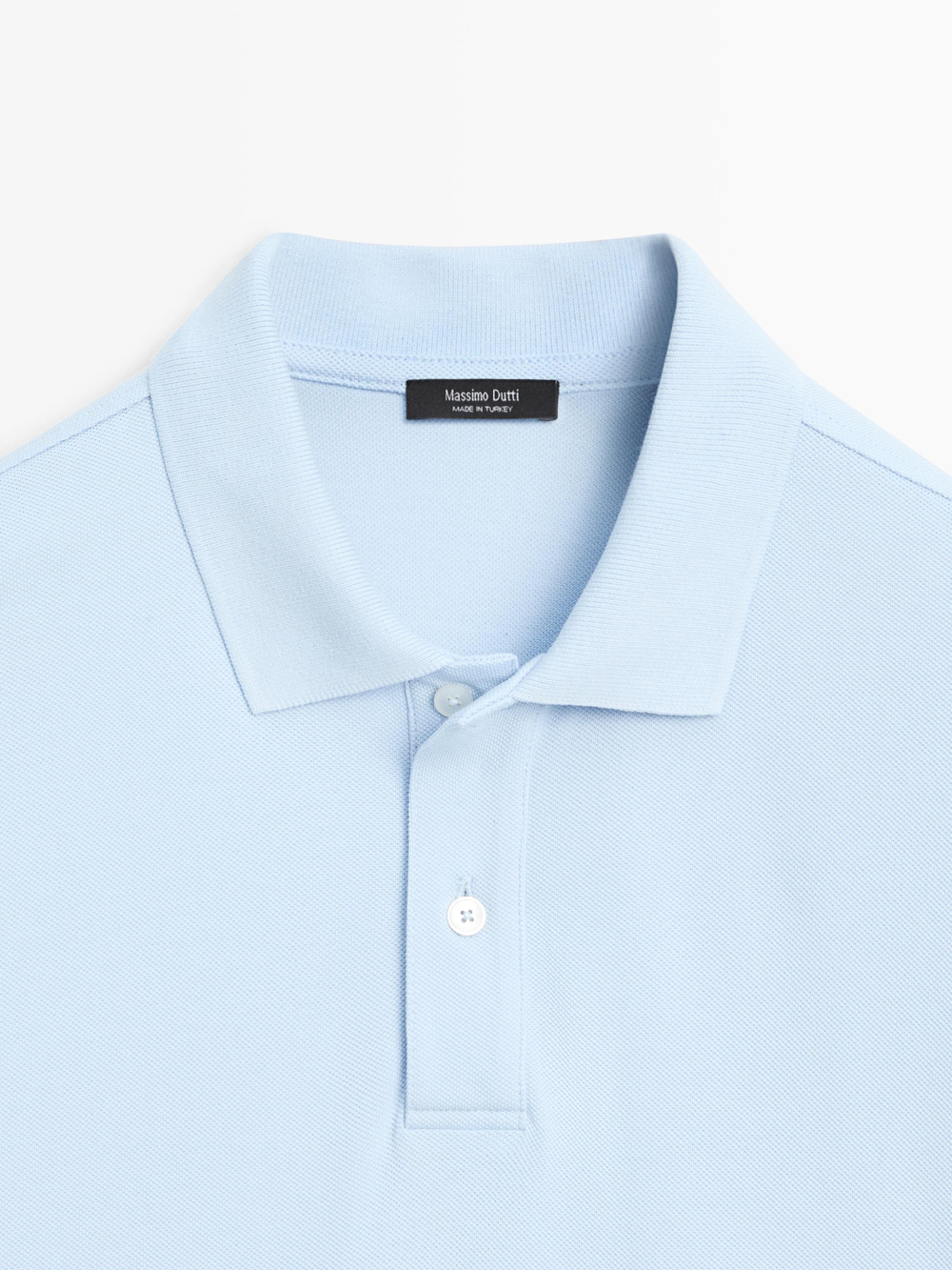 Massimo Dutti Поло из рельефного хлопка, голубой