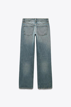 ZARA ДЖИНСЫ TRF WIDE-LEG С НИЗКОЙ ПОСАДКОЙ, СИНИЙ