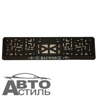 Рамка под номер пластик Черная защелка надпись Серебро - ДЭУ\DAEWOO шт 28148
