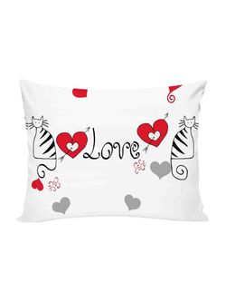 Постельное белье поплин Сказка "Lovecats" 1,5-сп Наволочка 50х70 см 1 шт Простынь на резинке 90x200 см Пододеяльник 145x215 см