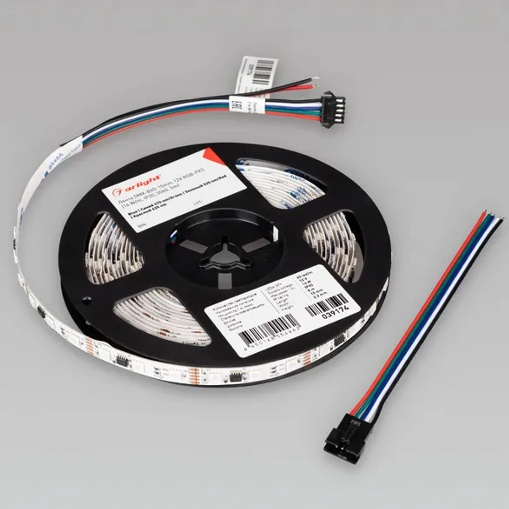 Светодиодная лента DMX-B60-10mm 12V RGB-PX3 (14 W/m, IP20, 5060, 5m) (Arlight, -) 039174