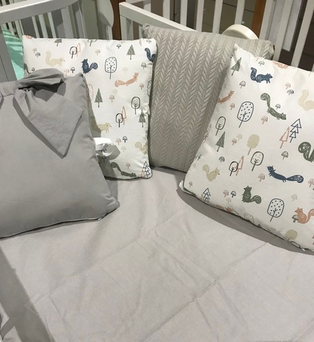 Комплект в кроватку 17 предметов "Лес" серый, Пике/Ранфорс