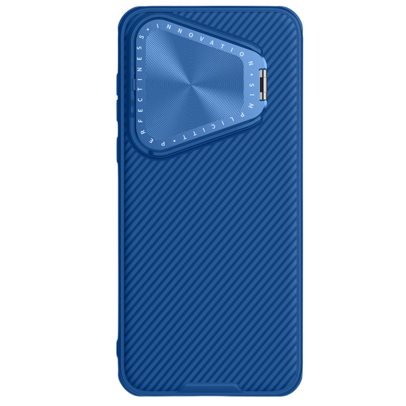 Чехол синего цвета от Nillkin с металлической откидной крышкой для камеры на Huawei Pura 70 Pro и Pura 70 Pro+, серия CamShield Prop Case