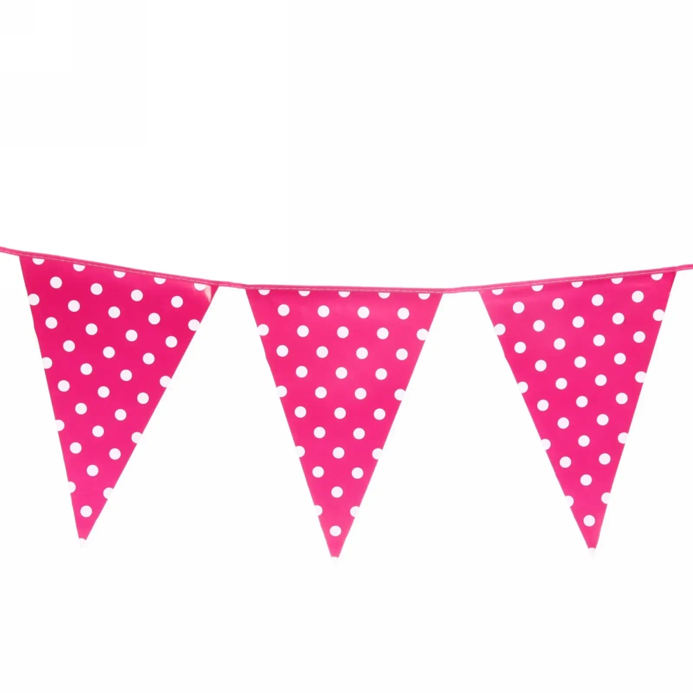 Растяжка 2,5м 10 флажков h29см «Розовый горошек»