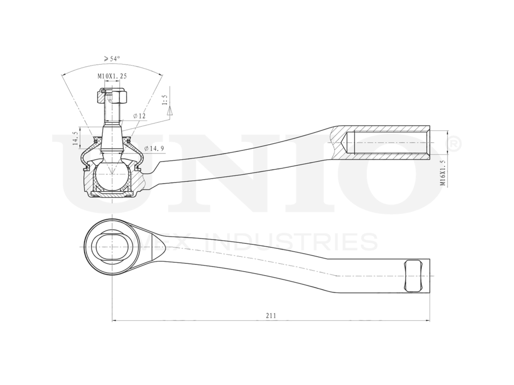Наконечник рулевой левый UNIO SSP-10105