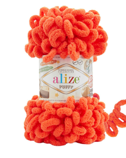 Пуффи (Puffy) пряжа Alize 100%микрополиэстер 5х100г/9,2 м 421 морковный