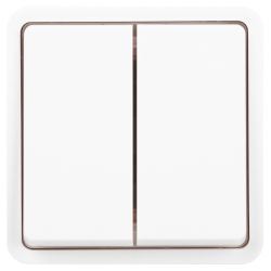 Переключатель ЭРА Эксперт 11-1526-01 двойной IP55, 10АХ-250В, СУ, белый