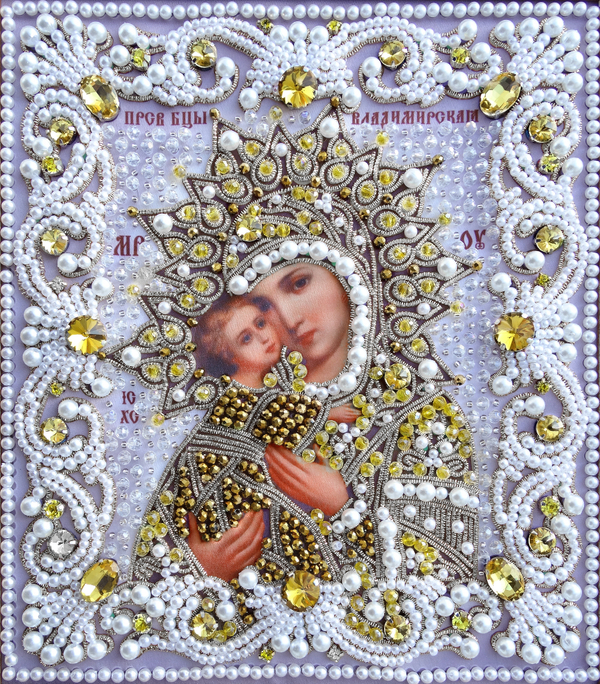 ЖС-1-СЖ Набор для вышивания хрустальными камнями Богородица Владимирская (желтый)
