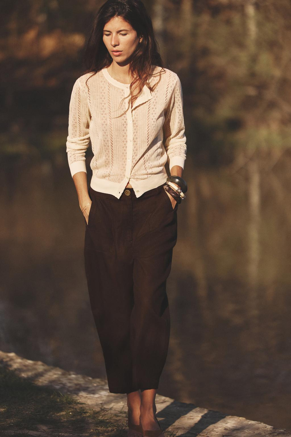 ZARA КАРДИГАН ИЗ ТОНКОГО ТРИКОТАЖА, ЭКРЮ