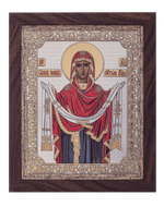 Покрова, икона прямоугольная с рамкой, красное дерево, эмаль 185х235
