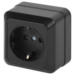 Розетка Intro Quadro 2-202-05 с заземлением 2P+E Schuko 16А-250В IP20 ОУ антрацит | Intro