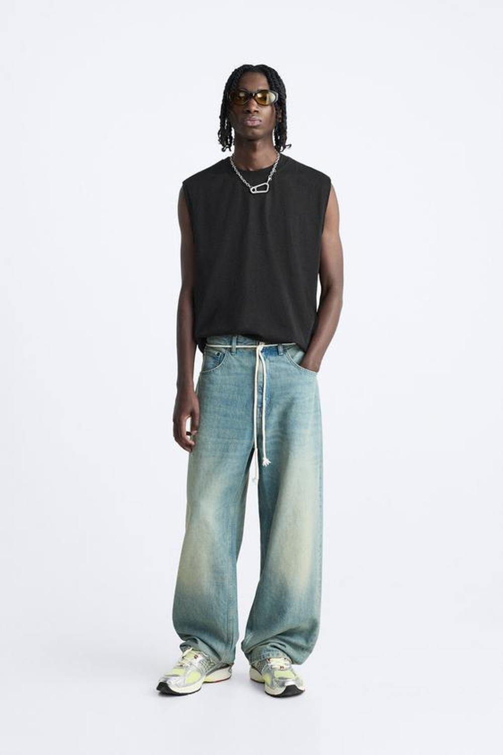 ZARA ФУТБОЛКА БЕЗ РУКАВОВ, ЧЕРНЫЙ