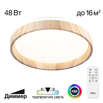 Светильник с пультом 48W 3000K - 5500K RGB CL753352G под дерево (клен) ENZO Citilux