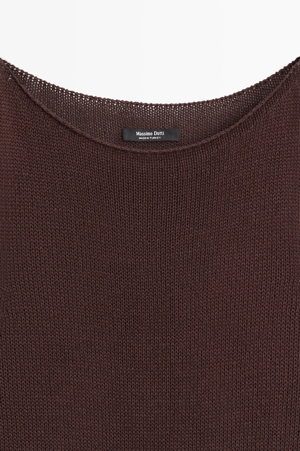Massimo Dutti Топ из тонкого трикотажа с горловиной халтер, шоколадный
