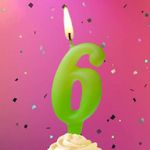 Свеча Цифра, 6 Люминесцентная, Флуор, 8 см, 1 шт.