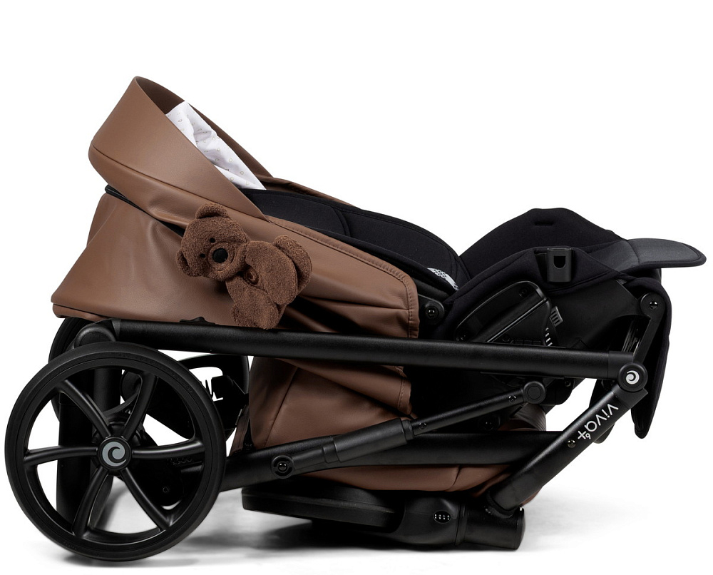 Детская коляска Tutis Viva 6 Plus Teddy 4 в 1 с автокреслом Elo Lux EduSky Black и базой 1612110 Biscuit