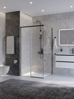 Душевой уголок Cezares PLANE-A-1-100-C-GM, 100х100х195, профиль оружейная сталь, стекло прозрачное