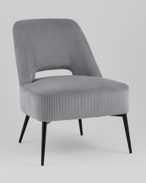 Кресло лаунж Бостон велюр рельефный светло-серый