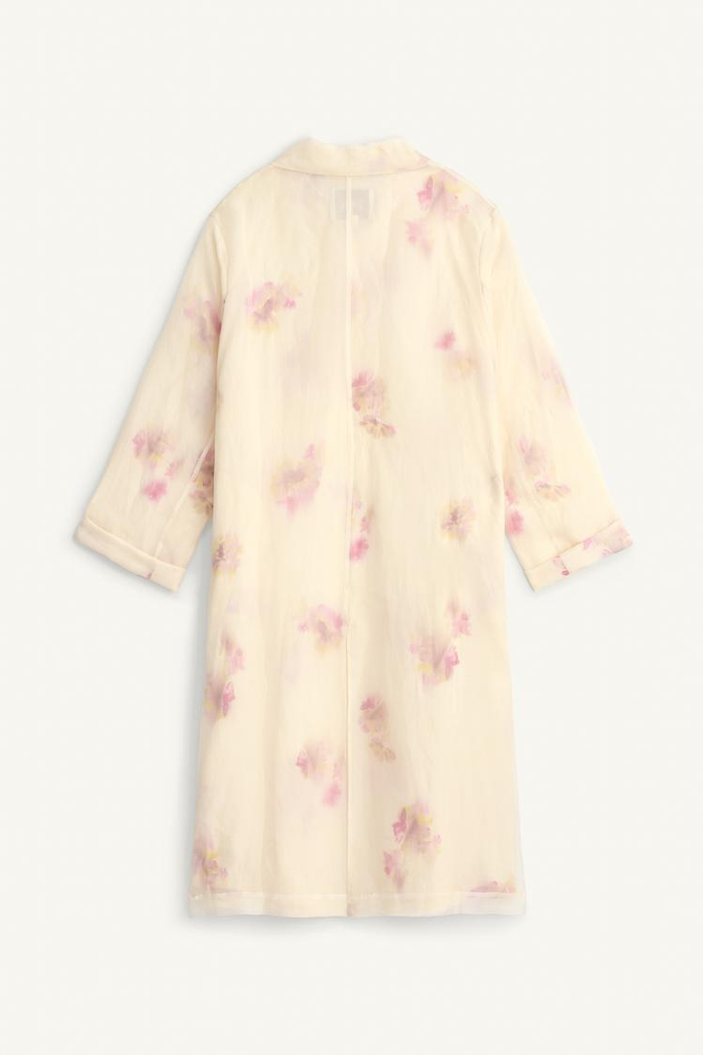 ZARA ШЕЛКОВОЕ ПАЛЬТО С ПРИНТОМ, ЖЕЛТОВАТО-БЕЛЫЙ