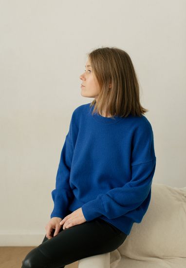 Джемпер Л.Т., 100% шерсть ягнёнка, цвет кобальт.