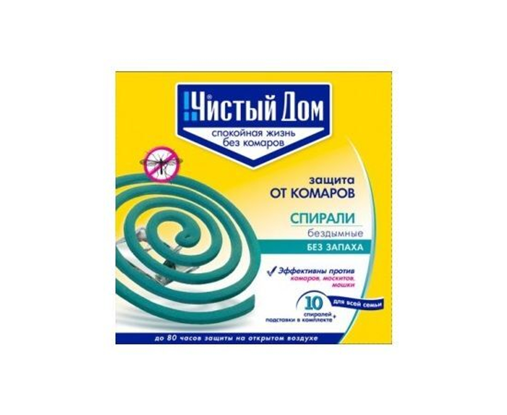 Чистый дом Спирали От комаров б/запаха 10шт/уп, цена за уп (Китай) черные 02-076