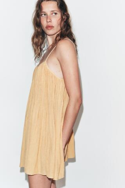 ZARA МИНИ-ПЛАТЬЕ ФАКТУРНОГО ОБЪЕМНОГО КРОЯ, ЦВЕТ ЖЖЕНОГО АПЕЛЬСИНА