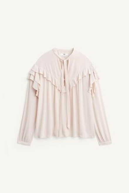 ZARA БЛУЗА С V-ОБРАЗНЫМ ВЫРЕЗОМ, БЕЖЕВО-РОЗОВЫЙ