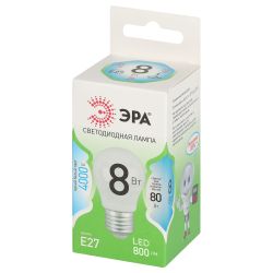 Лампа светодиодная ЭРА GREEN LINE LED P45-8W-840-E27 GL 8Вт шар яркий белый свет E27 | Лампы cветодиодные Шар (G/P)