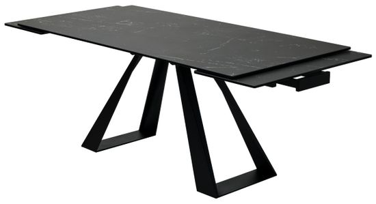 Стол FONDI 180 MARBLES NERO KL-116 Черный мрамор матовый, итальянская керамика/ черный каркас