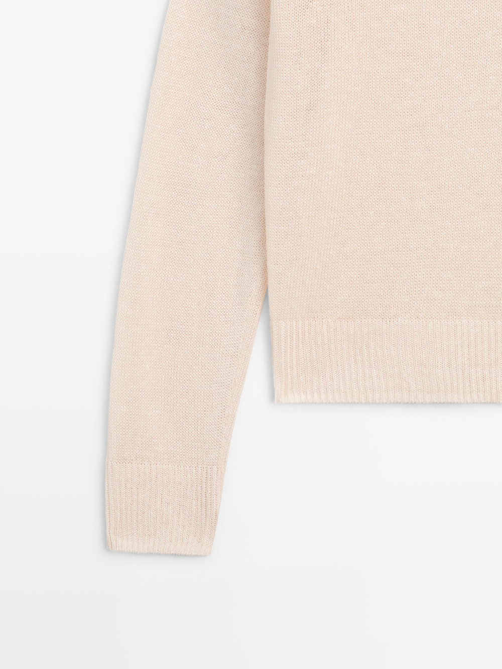 Massimo Dutti Тонкий свитер изо льна с воротником поло, натуральный/кремовый